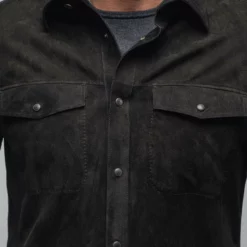 Barron Suede Shirt In Black -Dune Shop ajmone barron suede shirt in black mens outerwear leather axels vail 29676217925821