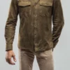 Barron Suede Shirt In Khaki