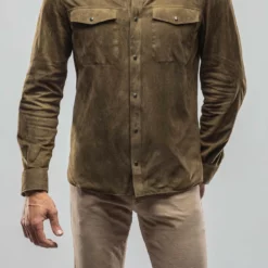 Barron Suede Shirt In Khaki