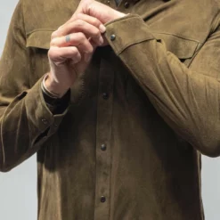 Barron Suede Shirt In Khaki -Dune Shop ajmone barron suede shirt in khaki mens outerwear leather axels vail 29919536906429