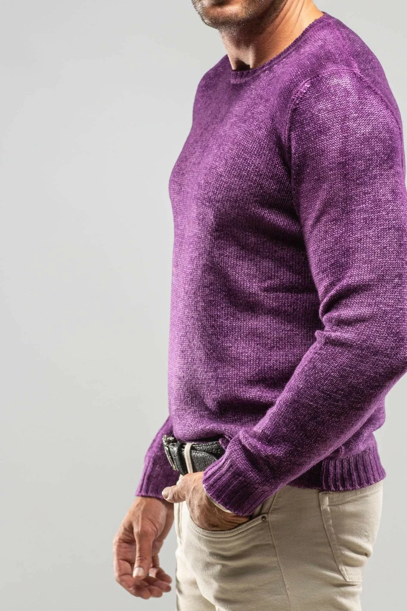 Round Neck Off Guage Crew In Mauve 2 Round Neck Off Guage Crew In Mauve - Image 2