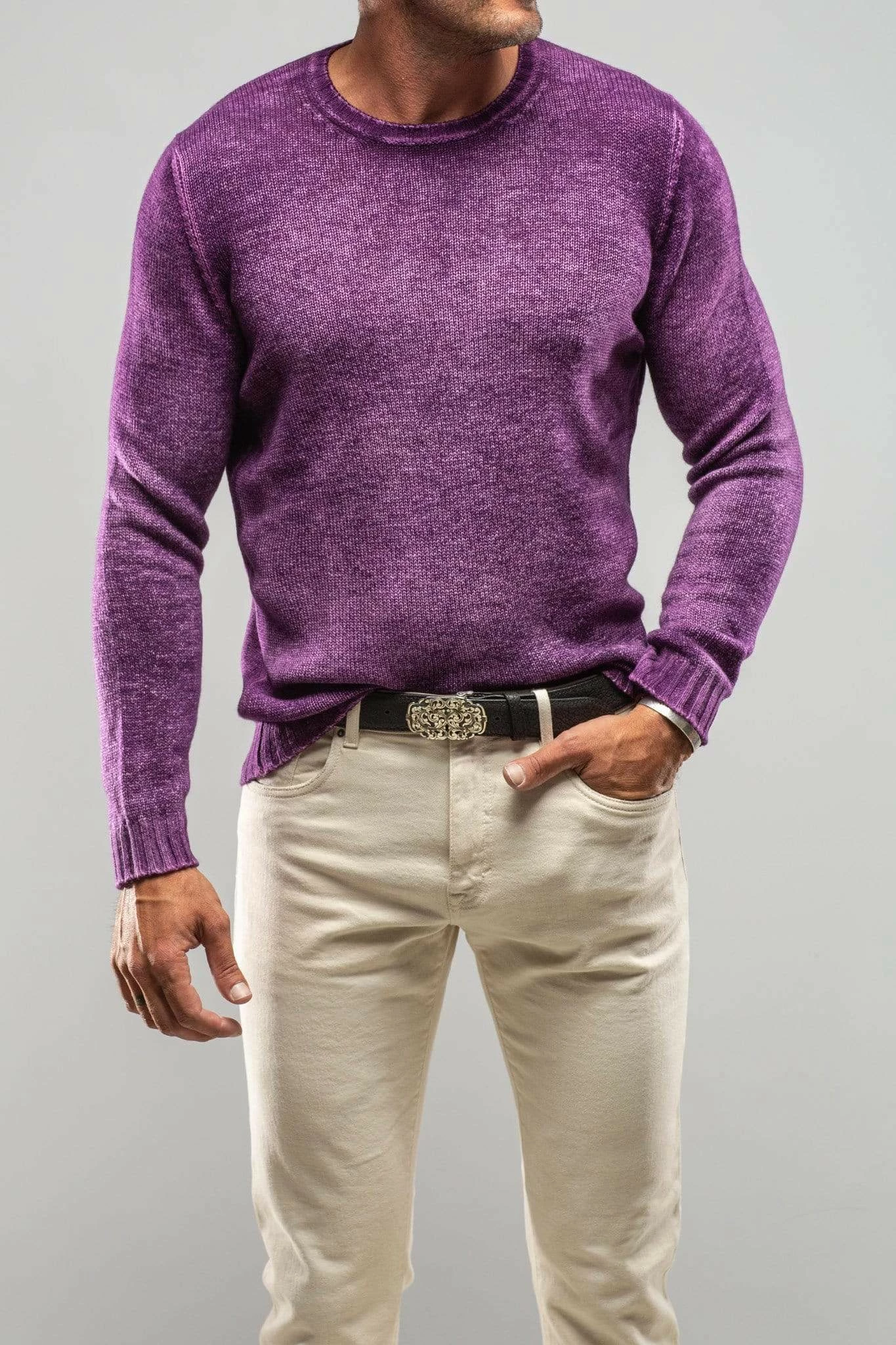 Round Neck Off Guage Crew In Mauve 1 Round Neck Off Guage Crew In Mauve
