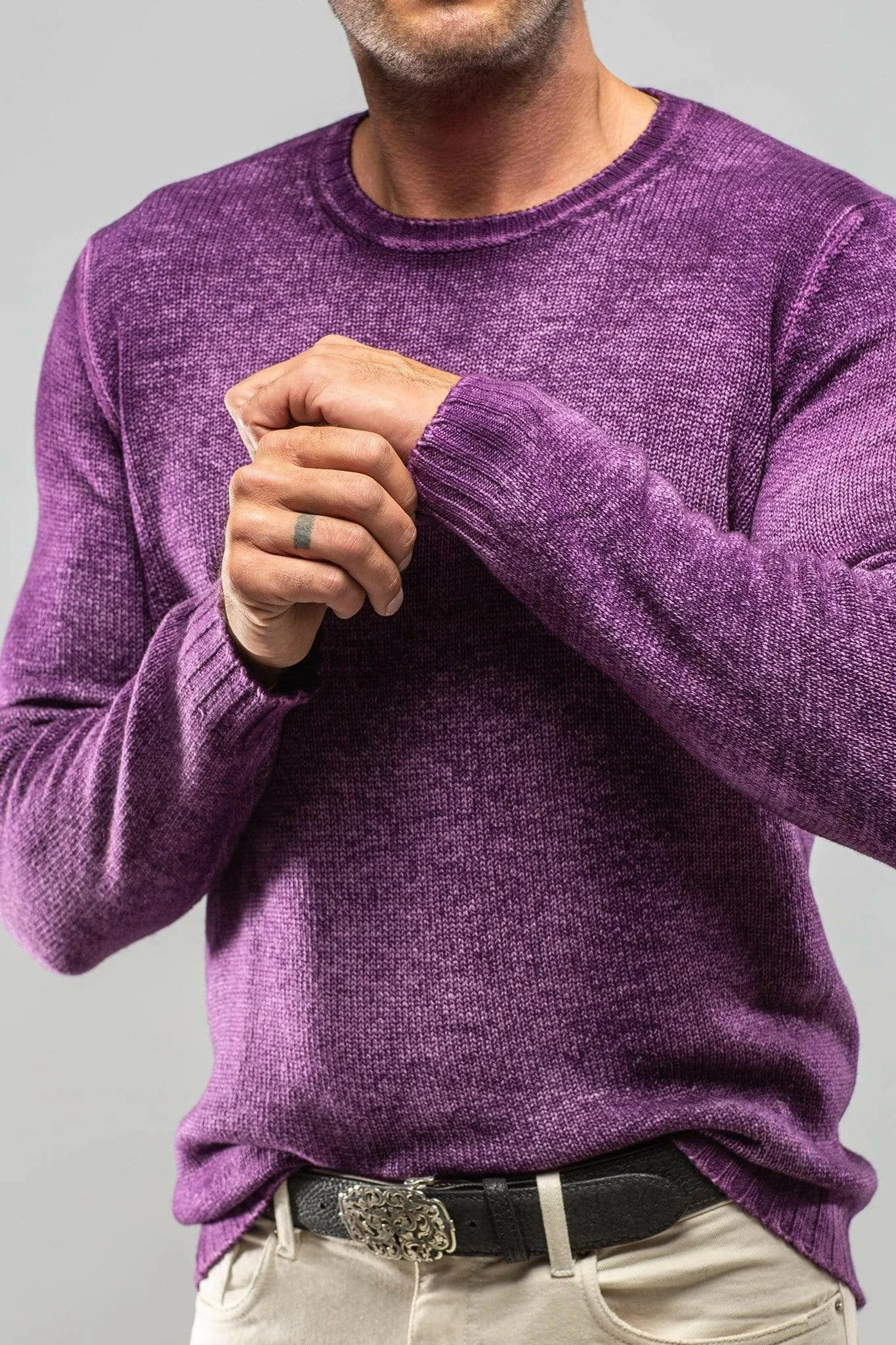 Round Neck Off Guage Crew In Mauve 4 Round Neck Off Guage Crew In Mauve - Image 4