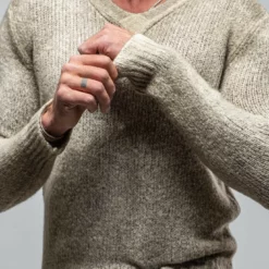 Satin High V-Neck In Kaki -Dune Shop avant toi satin high v neck in kaki mens sweaters axels vail 30435147382973