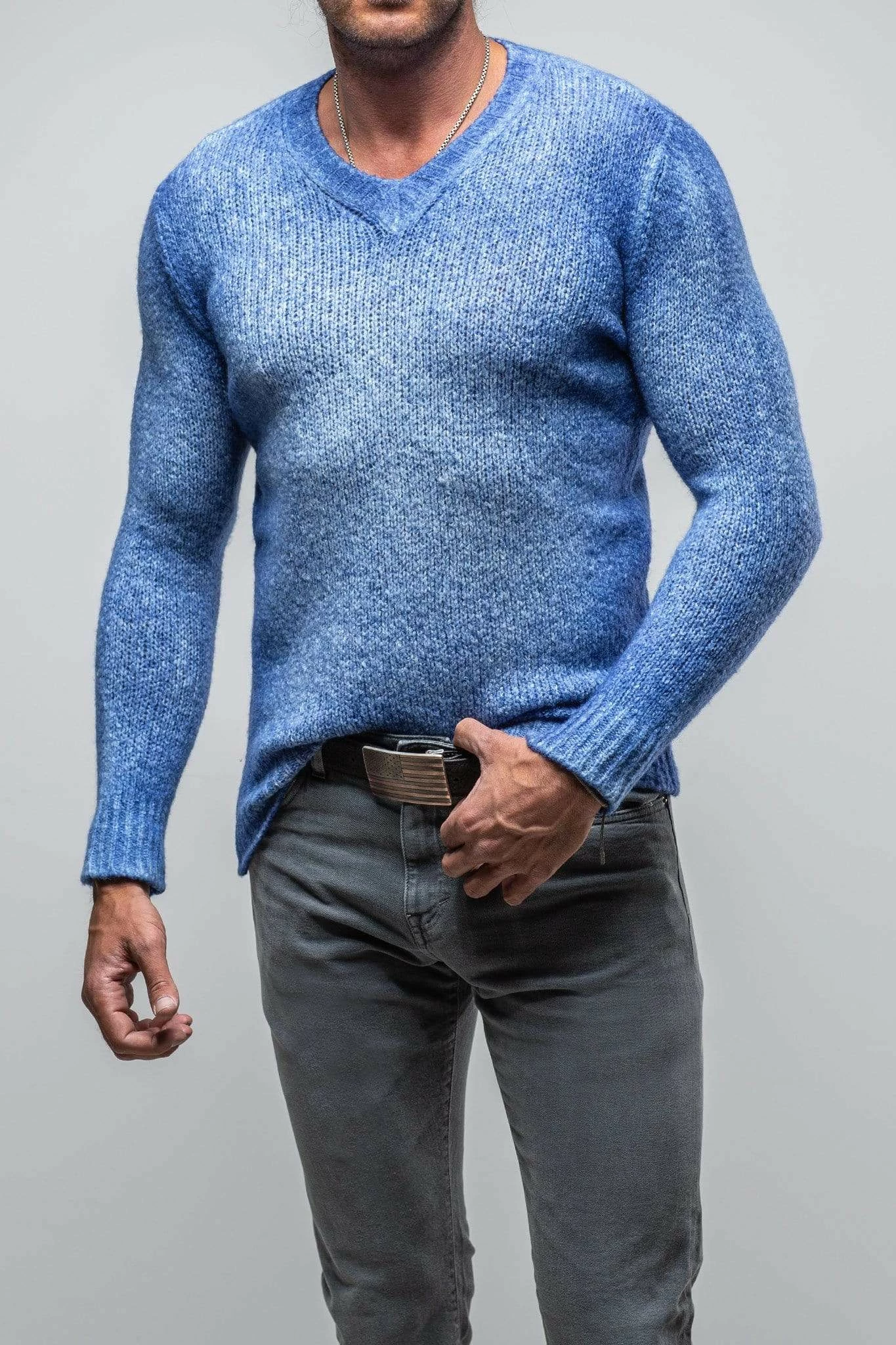 Satin High V-Neck In Ocean 1 Satin High V-Neck In Ocean