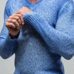 Satin High V-Neck In Ocean 7 Satin High V-Neck In Ocean -Dune Shop avant toi satin high v neck in ocean mens sweaters axels vail 30435133882557