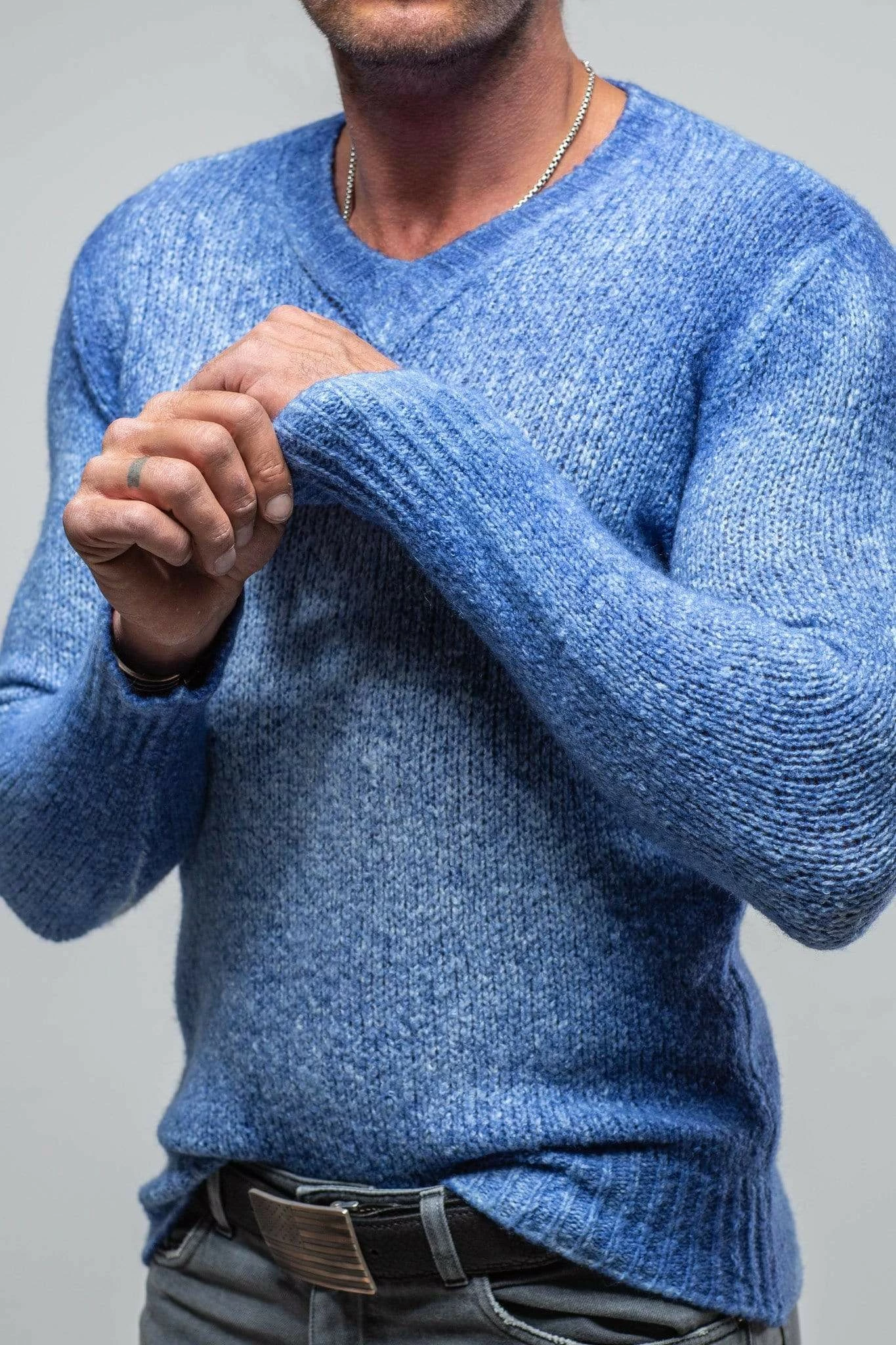 Satin High V-Neck In Ocean 4 Satin High V-Neck In Ocean - Image 4