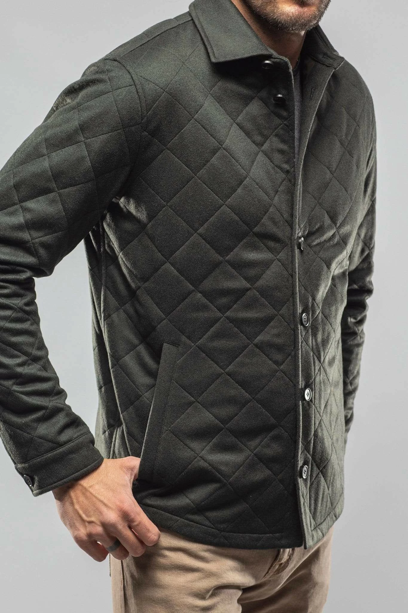 Dutton Quilted Cashmere Jacket In Olive 3 Dutton Quilted Cashmere Jacket In Olive - Image 3