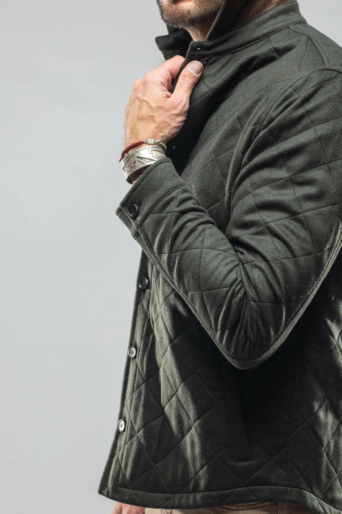 Dutton Quilted Cashmere Jacket In Olive 4 Dutton Quilted Cashmere Jacket In Olive - Image 4