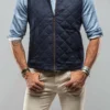 Elise Diamond Quilted Cashmere Vest In Navy