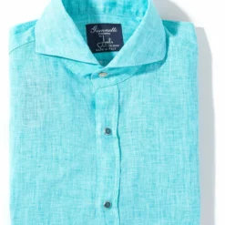 Sorgue Linen Shirt In Aqua Marine