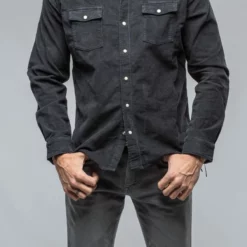 Brooks Corduroy Snap Shirt In Anthracite