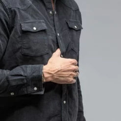 Brooks Corduroy Snap Shirt In Anthracite -Dune Shop axels premium denim brooks corduroy snap shirt in anthracite mens shirts axels vail 38819036102890