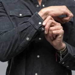 Brooks Corduroy Snap Shirt In Anthracite -Dune Shop axels premium denim brooks corduroy snap shirt in anthracite mens shirts axels vail 38819036168426