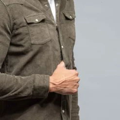 Brooks Corduroy Snap Shirt In Army -Dune Shop axels premium denim brooks corduroy snap shirt in army mens shirts axels vail 38114726084842