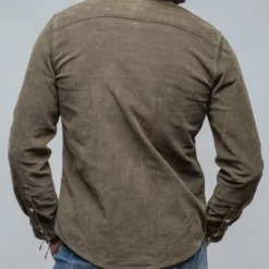 Brooks Corduroy Snap Shirt In Army -Dune Shop axels premium denim brooks corduroy snap shirt in army mens shirts axels vail 38114726183146