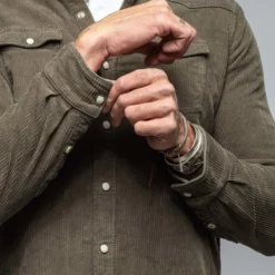 Brooks Corduroy Snap Shirt In Army -Dune Shop axels premium denim brooks corduroy snap shirt in army mens shirts axels vail 38114726346986