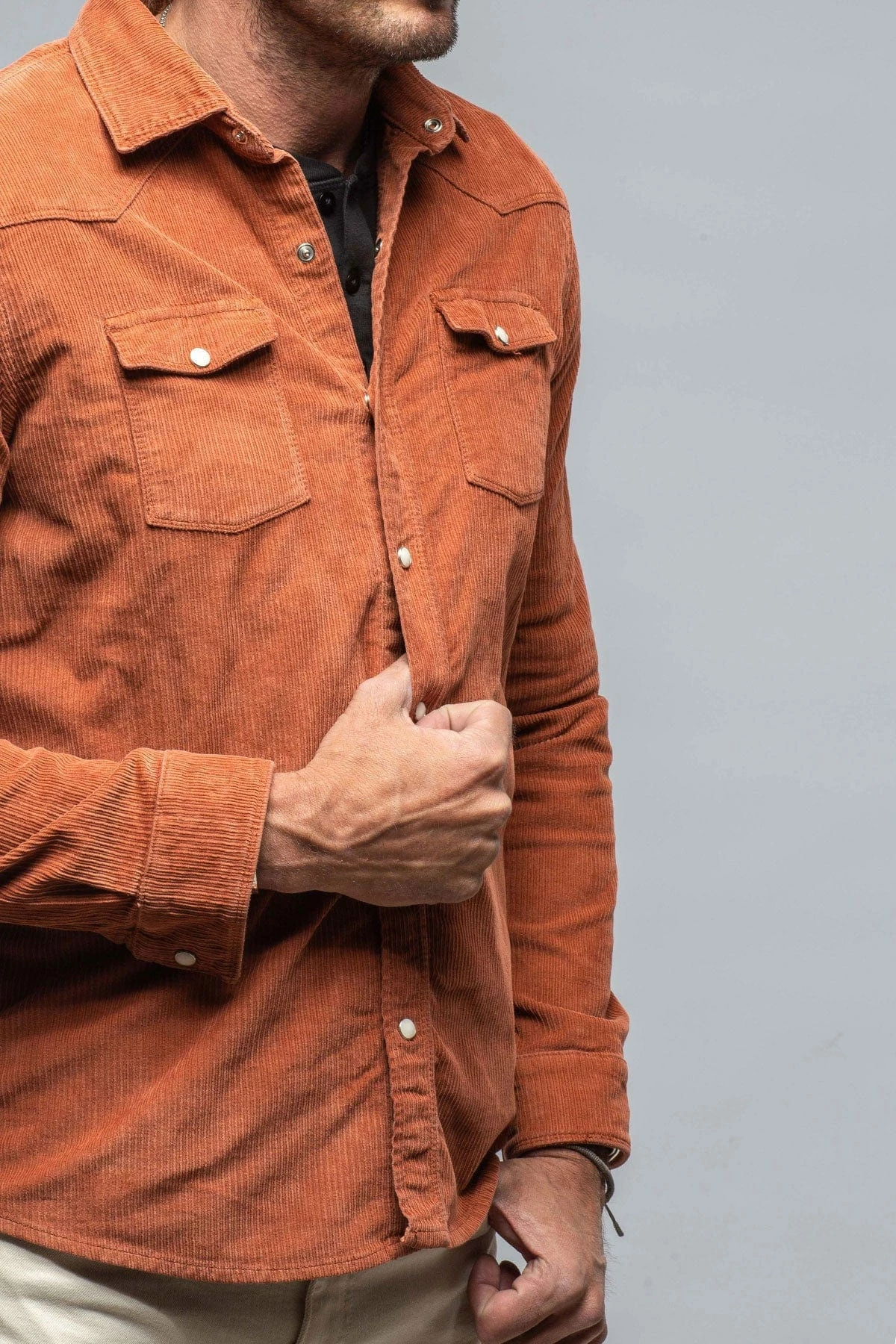 Brooks Corduroy Snap Shirt In Coccio 6 Brooks Corduroy Snap Shirt In Coccio - Image 6