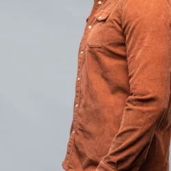 Brooks Corduroy Snap Shirt In Coccio 8 Brooks Corduroy Snap Shirt In Coccio -Dune Shop axels premium denim brooks corduroy snap shirt in coccio mens shirts axels vail 38114733916394