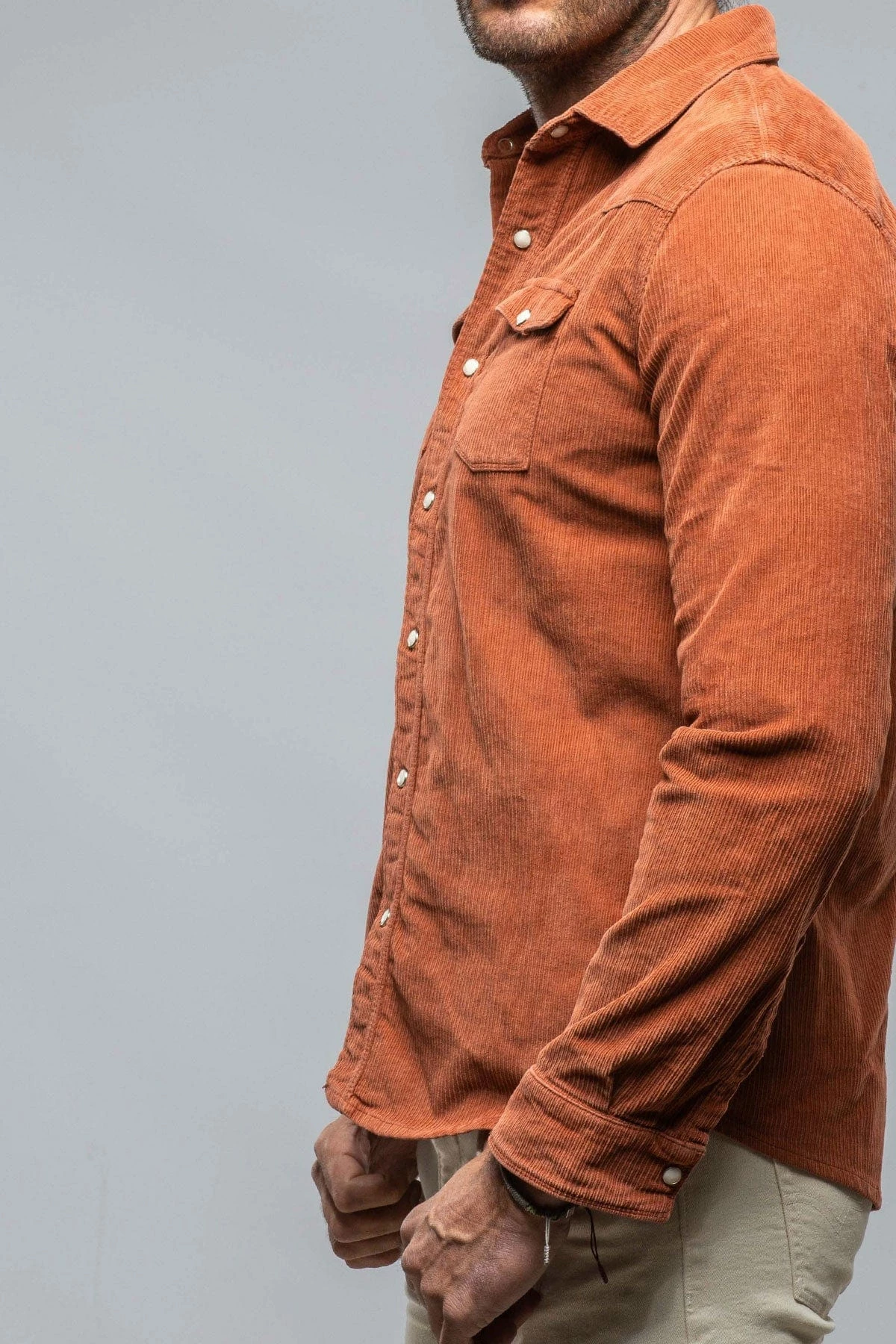 Brooks Corduroy Snap Shirt In Coccio 3 Brooks Corduroy Snap Shirt In Coccio - Image 3