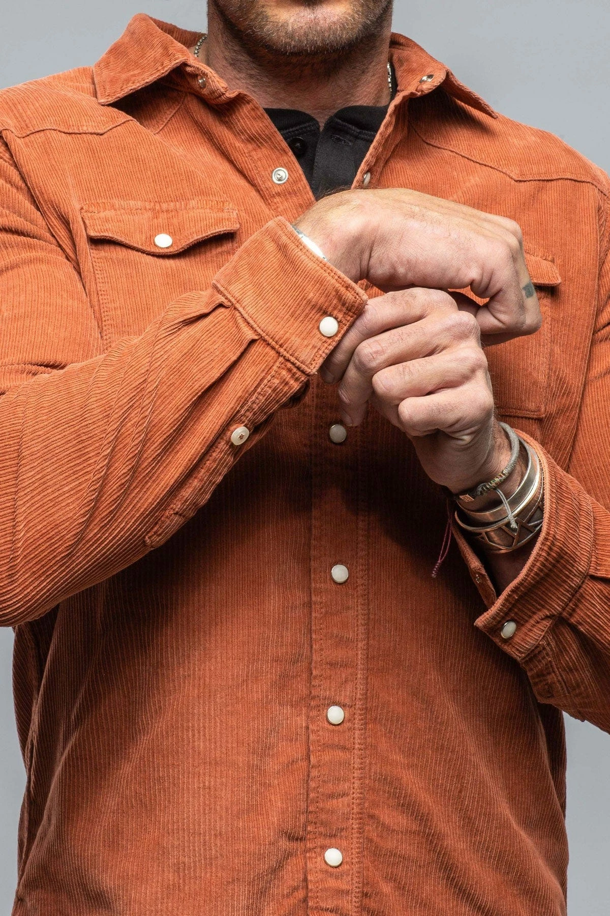 Brooks Corduroy Snap Shirt In Coccio 5 Brooks Corduroy Snap Shirt In Coccio - Image 5