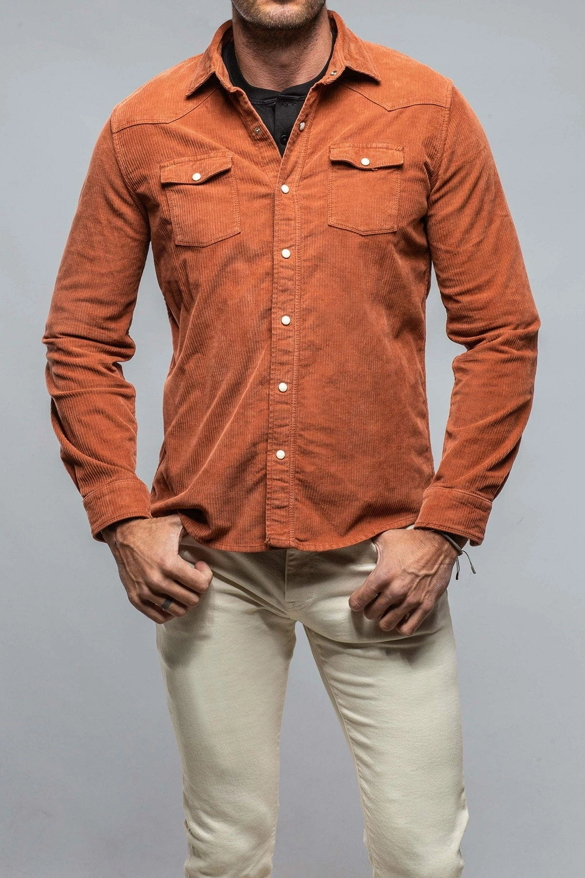 Brooks Corduroy Snap Shirt In Coccio 2 Brooks Corduroy Snap Shirt In Coccio - Image 2