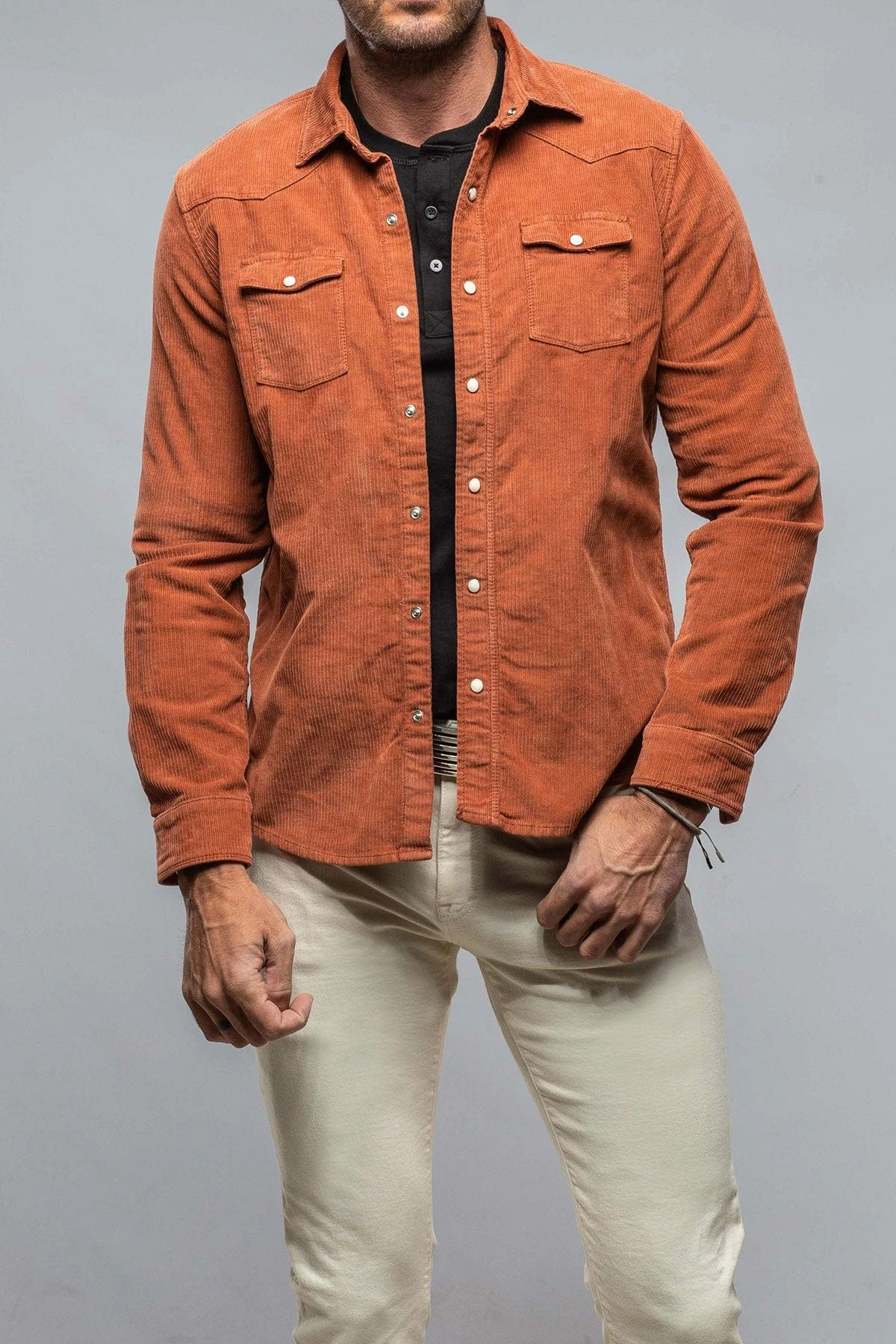 Brooks Corduroy Snap Shirt In Coccio 1 Brooks Corduroy Snap Shirt In Coccio