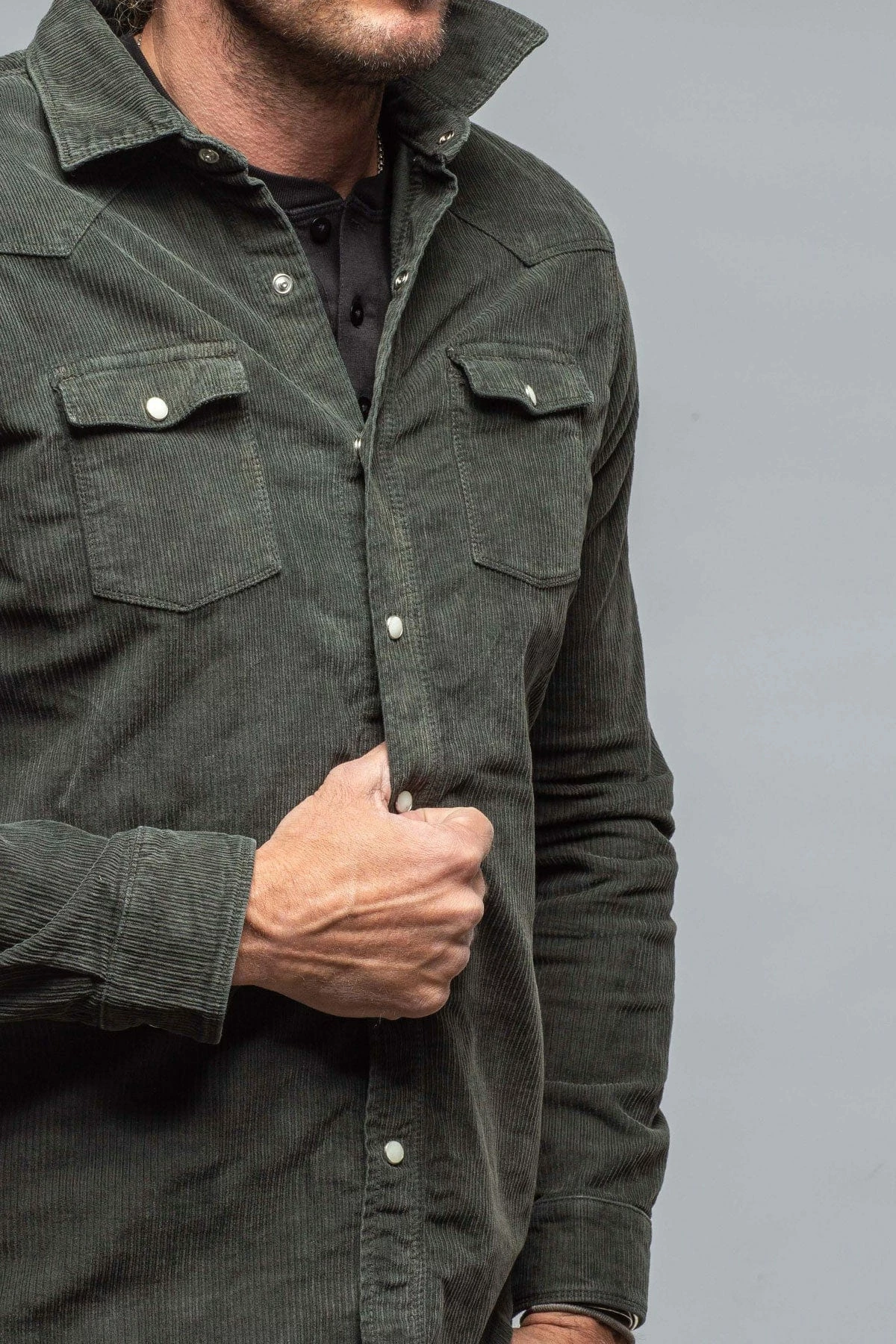 Brooks Corduroy Snap Shirt In Muschio 5 Brooks Corduroy Snap Shirt In Muschio - Image 5