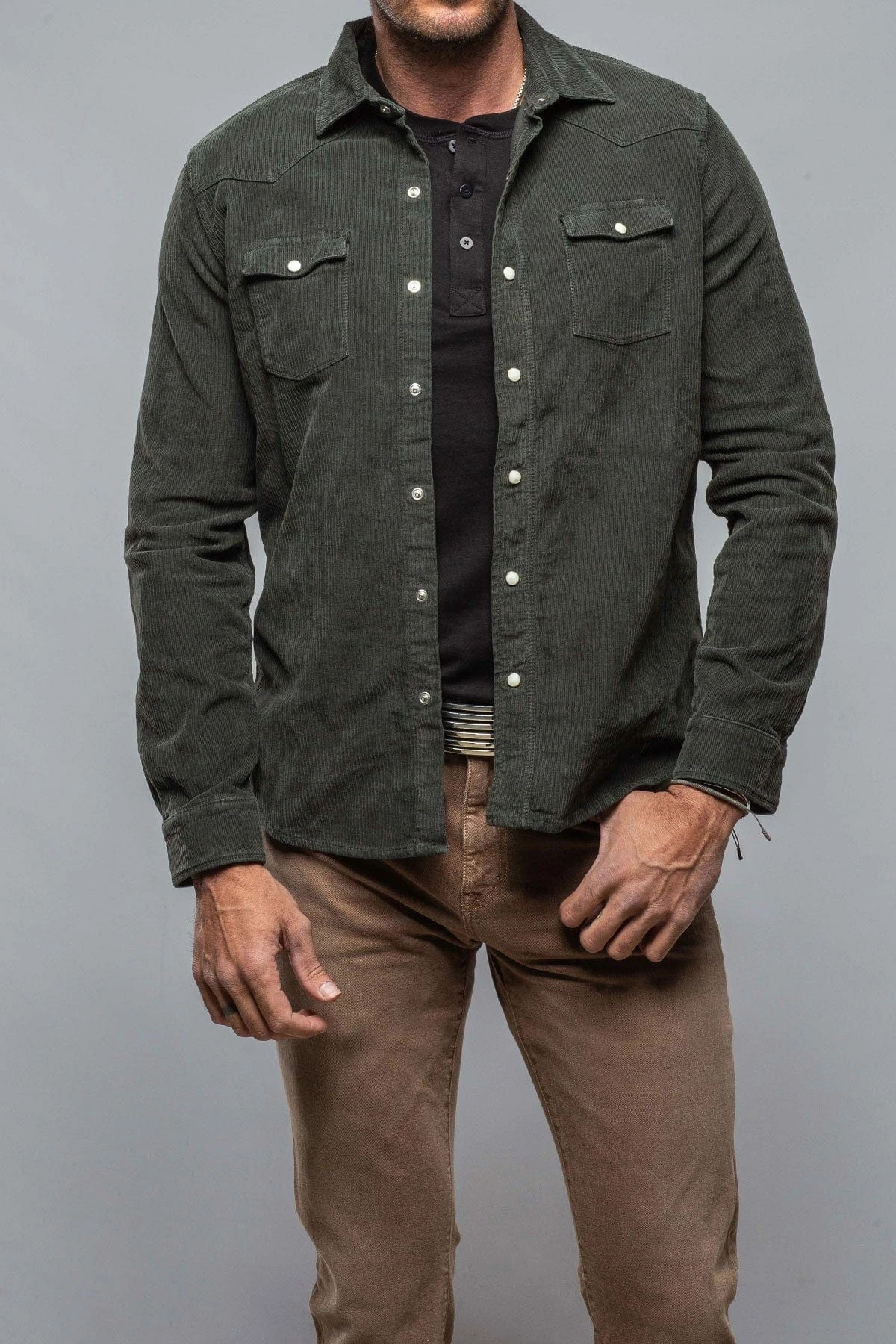 Brooks Corduroy Snap Shirt In Muschio 6 Brooks Corduroy Snap Shirt In Muschio - Image 6