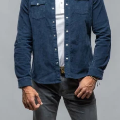 Brooks Corduroy Snap Shirt In Navy