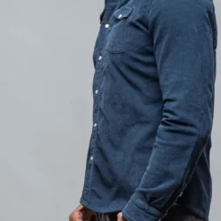 Brooks Corduroy Snap Shirt In Navy -Dune Shop axels premium denim brooks corduroy snap shirt in navy mens shirts axels vail 38114745549034
