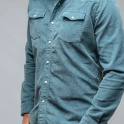 Brooks Corduroy Snap Shirt In Niagra -Dune Shop axels premium denim brooks corduroy snap shirt in niagra mens shirts axels vail 37899497898218