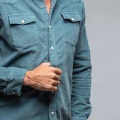 Brooks Corduroy Snap Shirt In Niagra -Dune Shop axels premium denim brooks corduroy snap shirt in niagra mens shirts axels vail 37899498225898