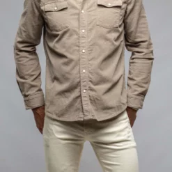 Brooks Corduroy Snap Shirt In Tortora