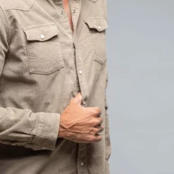 Brooks Corduroy Snap Shirt In Tortora 8 Brooks Corduroy Snap Shirt In Tortora -Dune Shop axels premium denim brooks corduroy snap shirt in tortora mens shirts axels vail 37899528208618