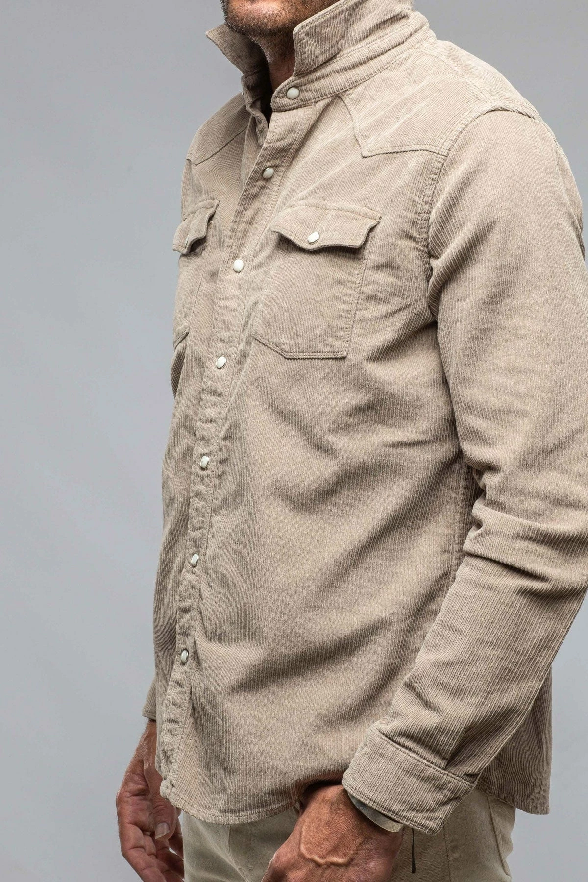 Brooks Corduroy Snap Shirt In Tortora 5 Brooks Corduroy Snap Shirt In Tortora - Image 5