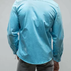 Cassidy Snap Shirt In Oltremare -Dune Shop axels premium denim cassidy snap shirt in oltremare mens shirts axels vail 30350524776637