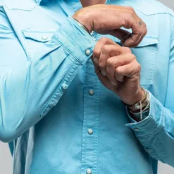 Cassidy Snap Shirt In Oltremare -Dune Shop axels premium denim cassidy snap shirt in oltremare mens shirts axels vail 30350526152893