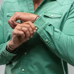 Cassidy Snap Shirt Verde Giada -Dune Shop axels premium denim cassidy snap shirt verde giada mens shirts axels vail 30350497448125