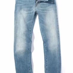 Kingman Denim In Gold With Worn Edges