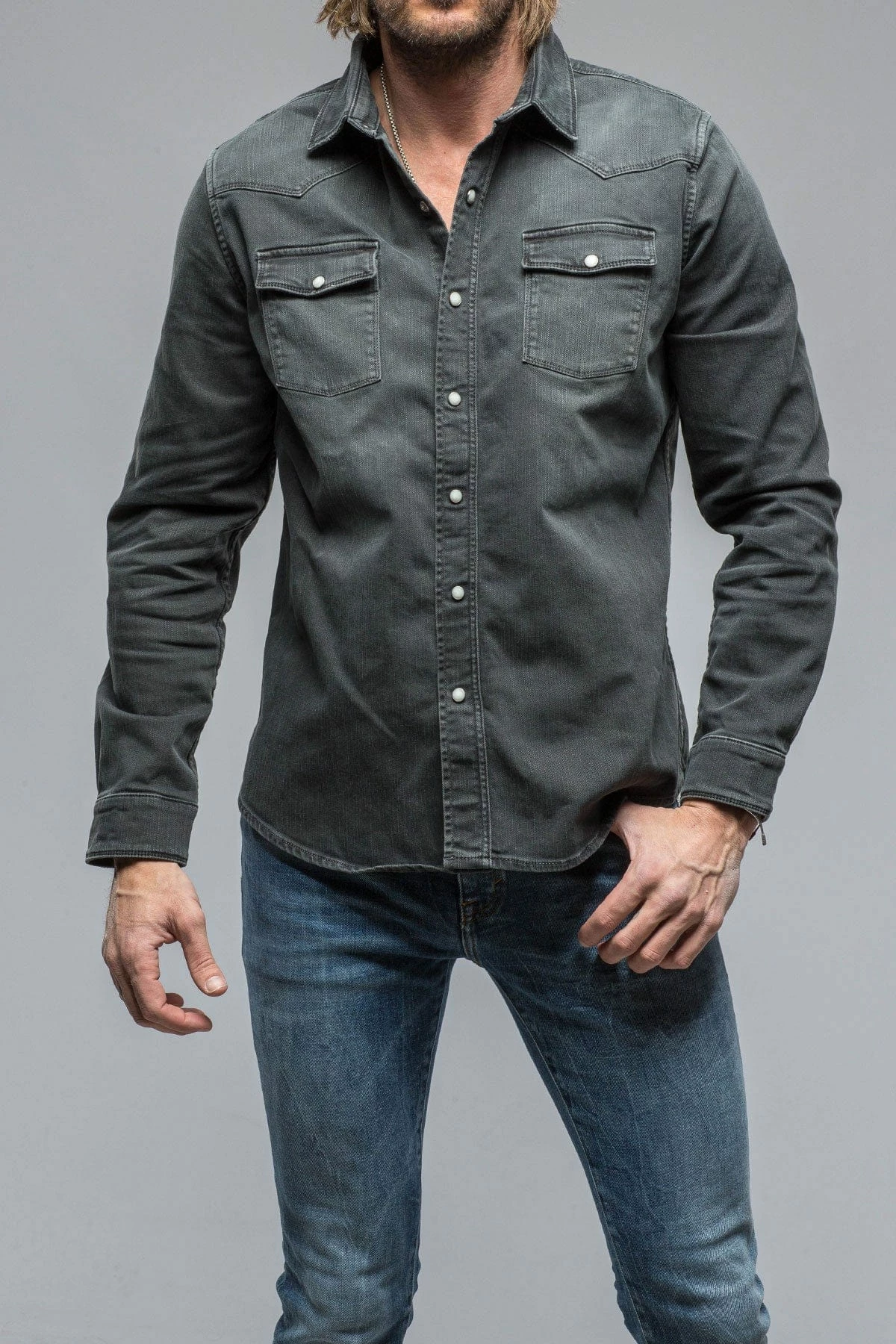 Ranger Denim Snap Shirt In Anthracite 1 Ranger Denim Snap Shirt In Anthracite