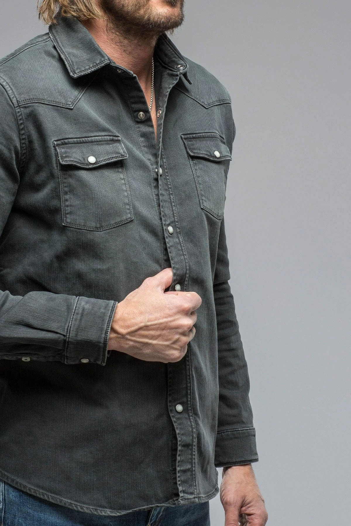 Ranger Denim Snap Shirt In Anthracite 2 Ranger Denim Snap Shirt In Anthracite - Image 2