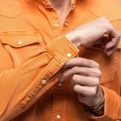 Ranger Denim Snap Shirt In Arrancione -Dune Shop axels premium denim ranger denim snap shirt in arrancione mens shirts axels vail 38835434717418