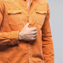 Ranger Denim Snap Shirt In Arrancione -Dune Shop axels premium denim ranger denim snap shirt in arrancione mens shirts axels vail 38835435045098