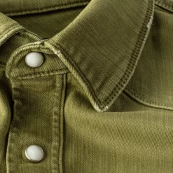 Ranger Denim Snap Shirt In Avocado -Dune Shop axels premium denim ranger denim snap shirt in avocado mens shirts axels vail 37713065476330