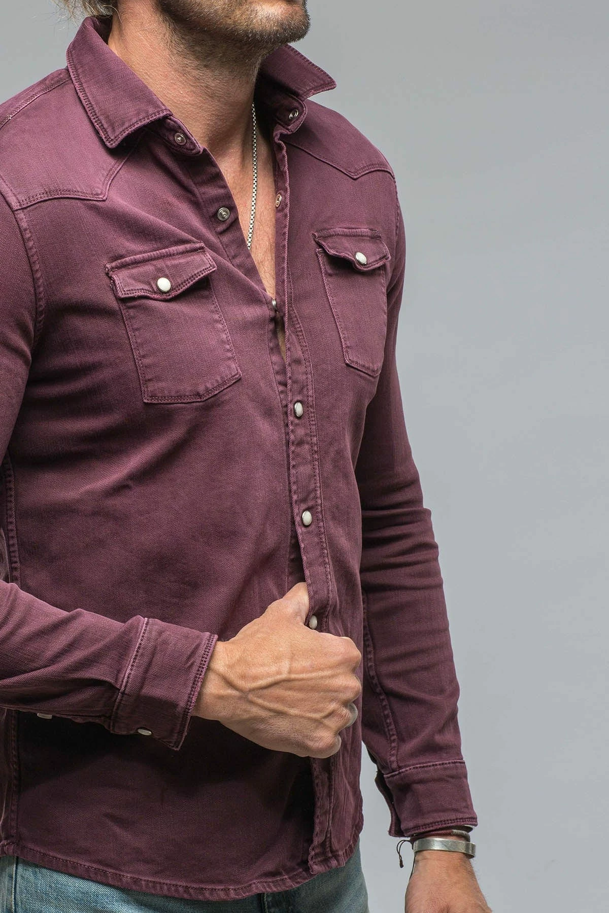 Ranger Denim Snap Shirt In Bordeaux 2 Ranger Denim Snap Shirt In Bordeaux - Image 2