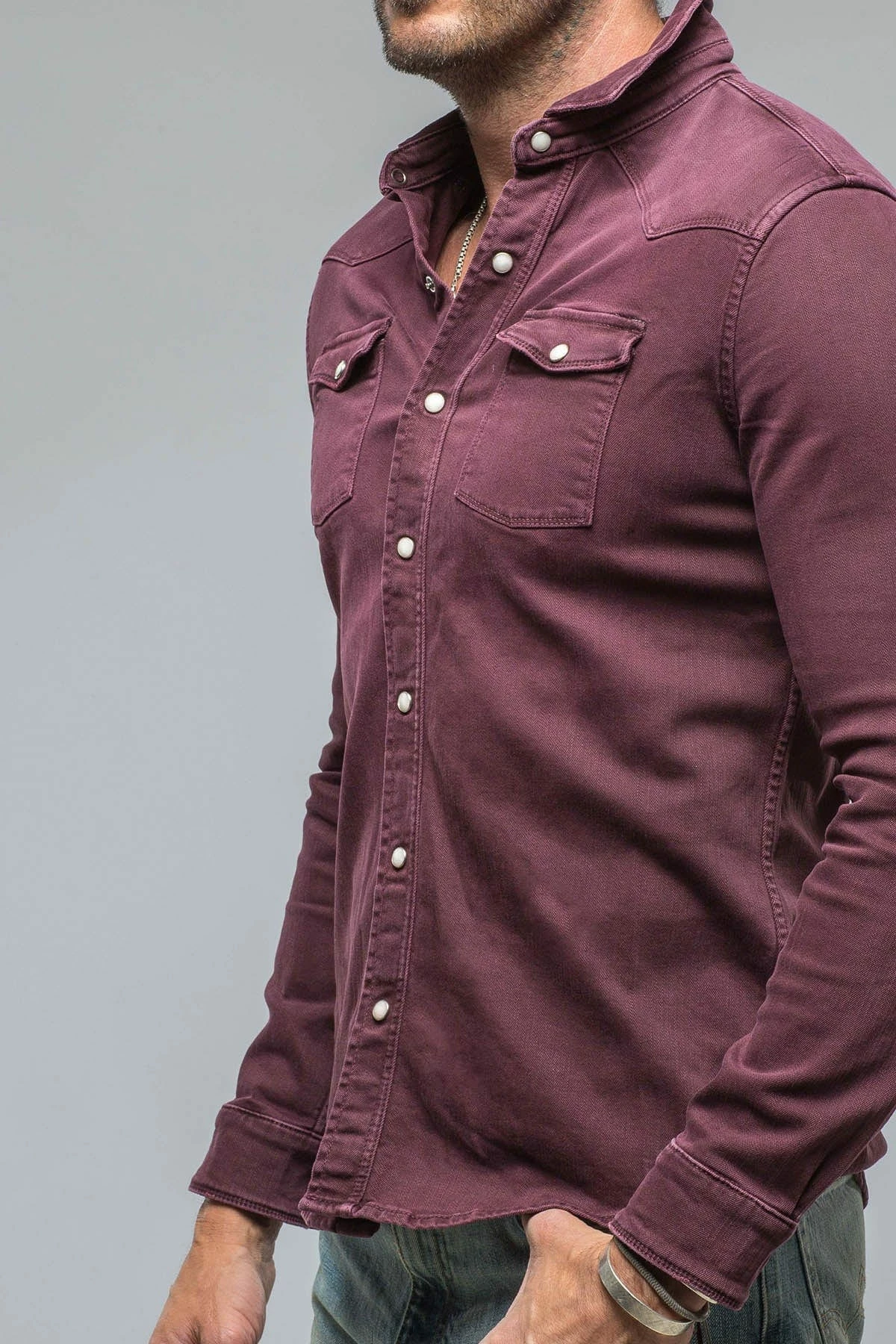 Ranger Denim Snap Shirt In Bordeaux 5 Ranger Denim Snap Shirt In Bordeaux - Image 5