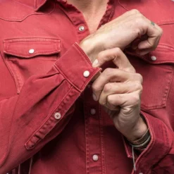Ranger Denim Snap Shirt In Cherry -Dune Shop axels premium denim ranger denim snap shirt in cherry mens shirts axels vail 38835424985322