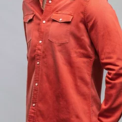 Ranger Denim Snap Shirt In Corallo -Dune Shop axels premium denim ranger denim snap shirt in corallo mens shirts axels vail 37665599946986