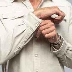 Ranger Denim Snap Shirt In Ecru -Dune Shop axels premium denim ranger denim snap shirt in ecru mens shirts axels vail 37438974296298